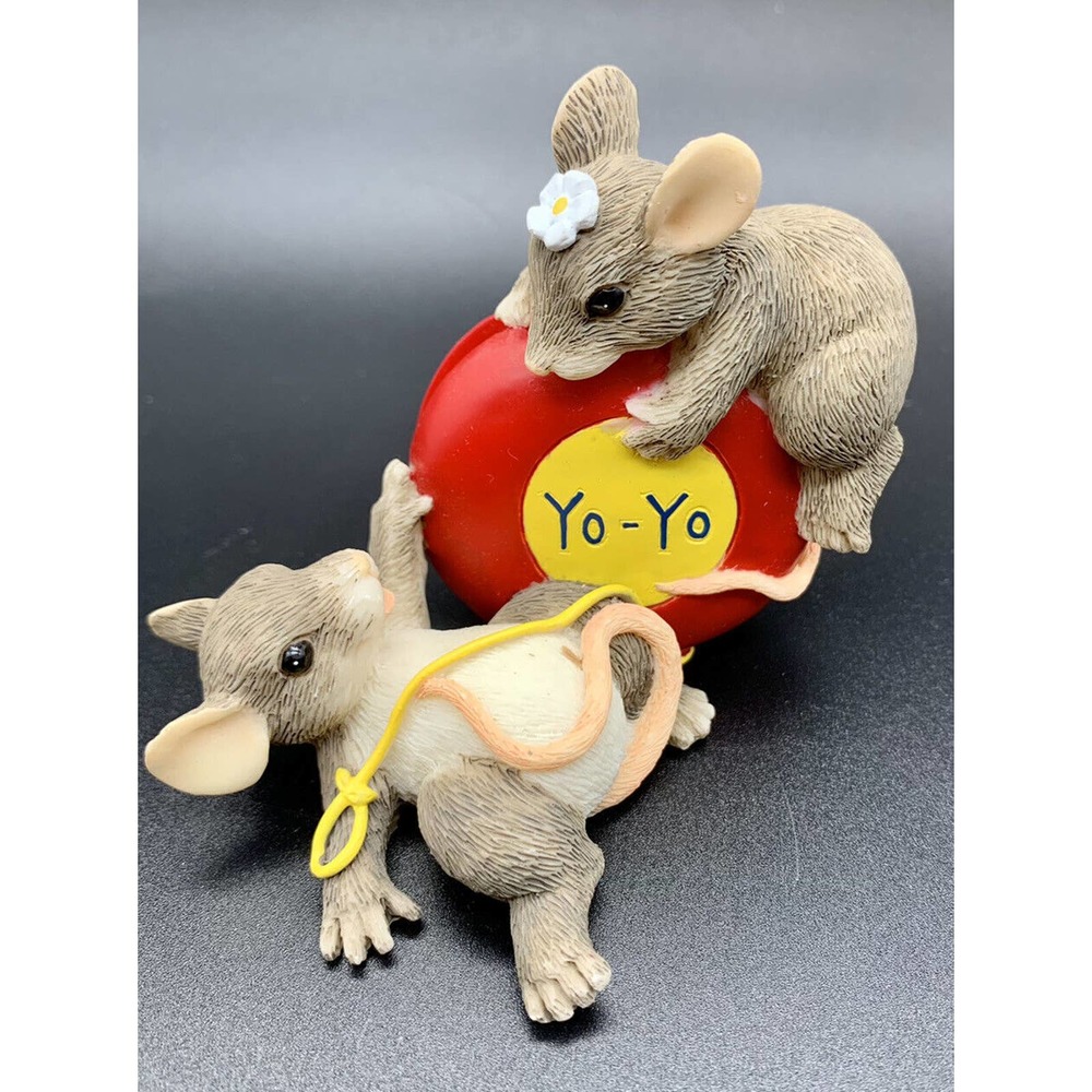 Fitz & Floyd Charming Tails Mice & Yo-Yo toy EVEN THE UPS & DOWNS ARE FUN#89/705